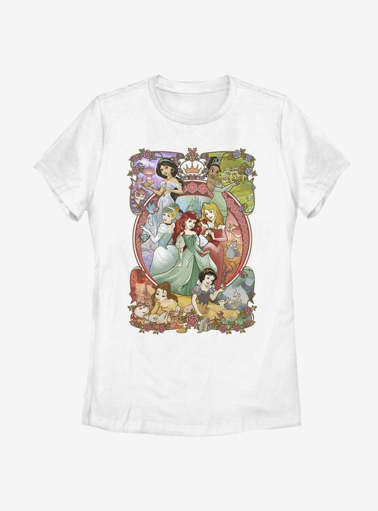 Disney Princesses Storybook Scenery Womens T-Shirt