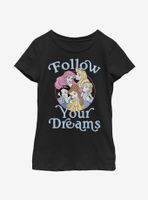 Disney Princesses Follow Your Dreams Youth Girls T-Shirt