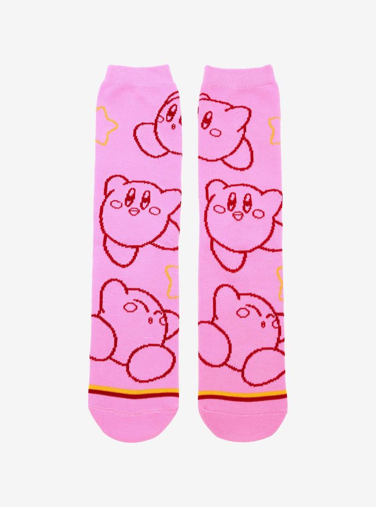 Kirby Outline Pink Crew Socks