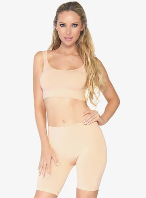 Nude Seamless Top And Shorts Set