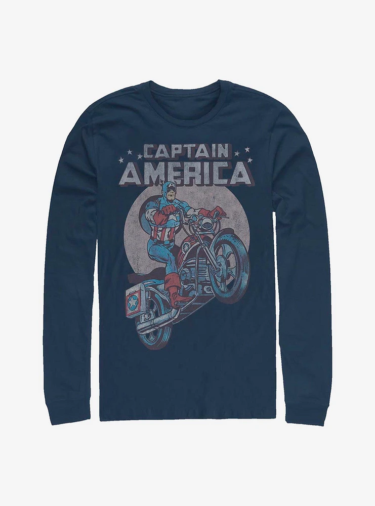 Marvel Captain America Motorcycle Long-Sleeve T-Shirt