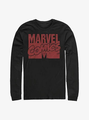 Marvel Logo Distressed Long-Sleeve T-Shirt