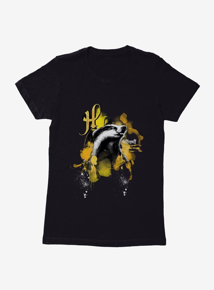 Harry Potter Hufflepuff Paint Splatter Womens T-Shirt