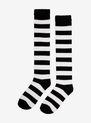 Black & White Stripe Knee-High Socks