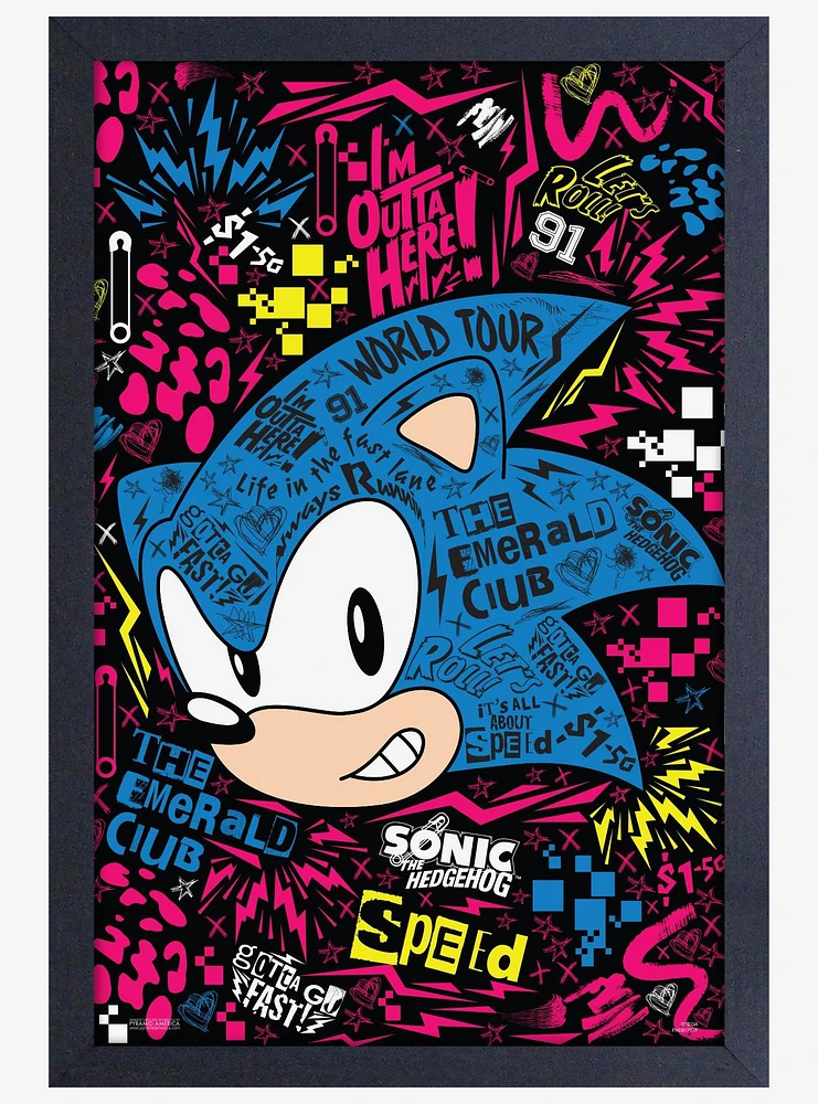 Sonic The Hedgehog Emerald Club World Tour Framed Poster