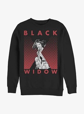 Marvel Black Widow Halftone Crew Sweater