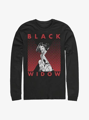 Marvel Black Widow Halftone Long-Sleeve T-Shirt