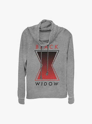 Marvel Black Widow Tonal Symbol Cowl Neck Long-Sleeve Womens Top