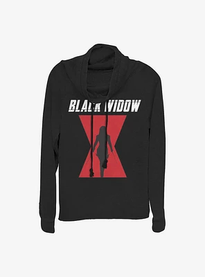Marvel Black Widow Icon Logo Cowl Neck Long-Sleeve Womens Top