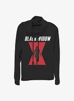 Marvel Black Widow Icon Logo Cowl Neck Long-Sleeve Womens Top