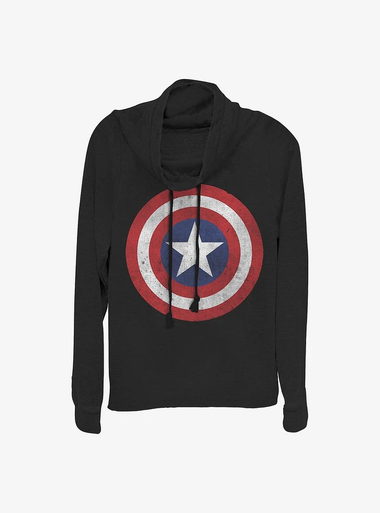 Marvel Captain America Classic Cowlneck Long-Sleeve Girls Top