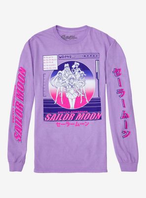 Sailor Moon Group Katakana Vaporwave Long Sleeve T-Shirt - BoxLunch Exclusive