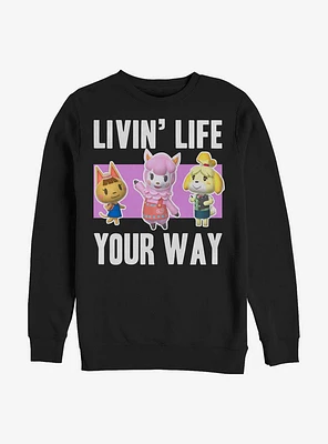 Nintendo Animal Crossing Living Life Crew Sweatshirt