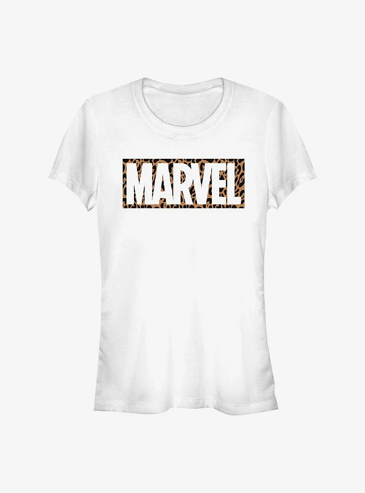 Marvel Logo Cheetah Fill Girls T-Shirt