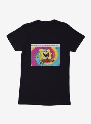 SpongeBob SquarePants Running From Responsibilities Meme Womens T-Shirt
