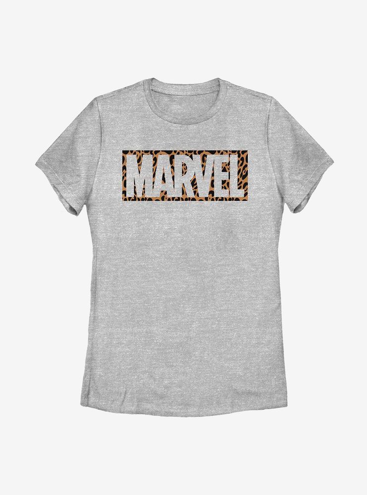 Marvel Logo Cheetah Fill Womens T-Shirt