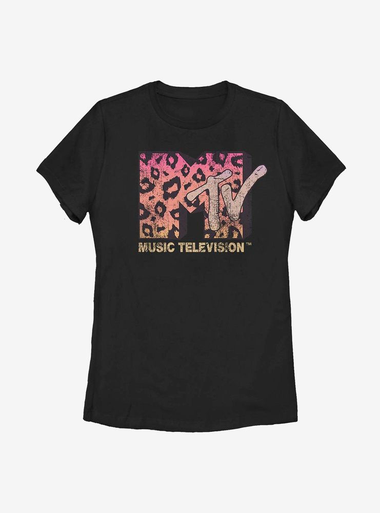 MTV Leopard Print Neon Icon Womens T-Shirt