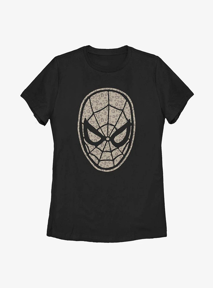 Marvel Spider-Man Mask Leopard Fill Womens T-Shirt