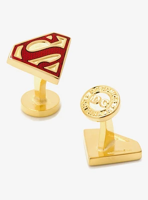 DC Comics Superman Gold Enamel Superman Shield Cufflinks