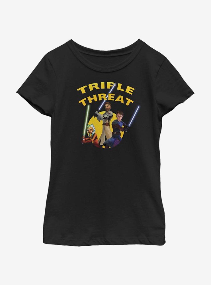 Star Wars: The Clone Wars Ahsoka Light Side Triple Threat Youth Girls T-Shirt
