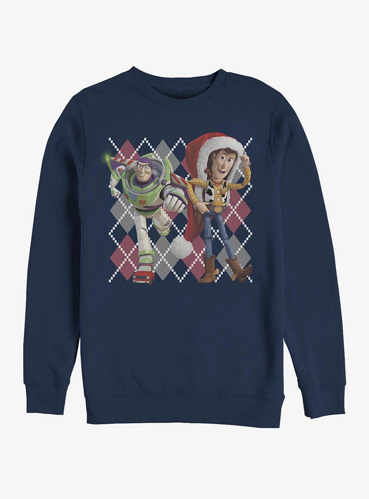 Disney Pixar Toy Story Argyle Christmas Crew Sweatshirt