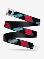 Disney Mulan Text Kanji Flower Black Gray Turquoise Red Youth Seatbelt Belt