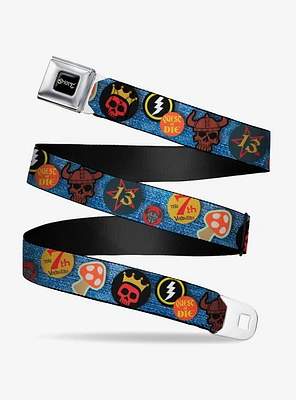 Disney Pixar Onward Barleys Vest 8 Patches Denim Multi Color Youth Seatbelt Belt