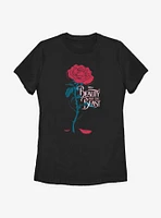 Disney Beauty And The Beast Logo Rose Womens T-Shirt