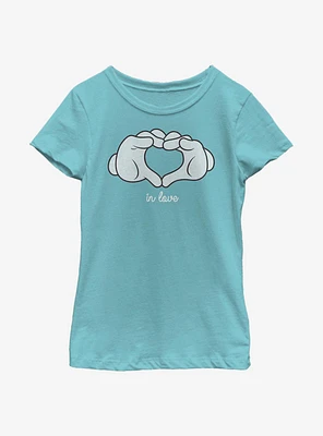 Disney Mickey Mouse Glove Heart Youth Girls T-Shirt