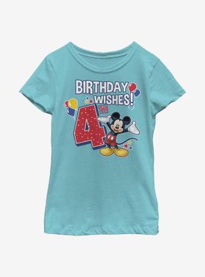 Disney Mickey Mouse Birthday 4 Youth Girls T-Shirt