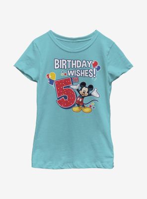 Disney Mickey Mouse Birthday 5 Youth Girls T-Shirt