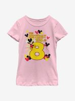 Disney Mickey Mouse Birthday Girl Is 8 Youth Girls T-Shirt