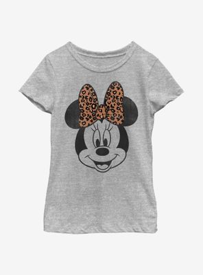 Disney Mickey Mouse Modern Minnie Face Leopard Youth Girls T-Shirt