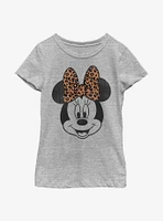 Disney Mickey Mouse Modern Minnie Face Leopard Youth Girls T-Shirt