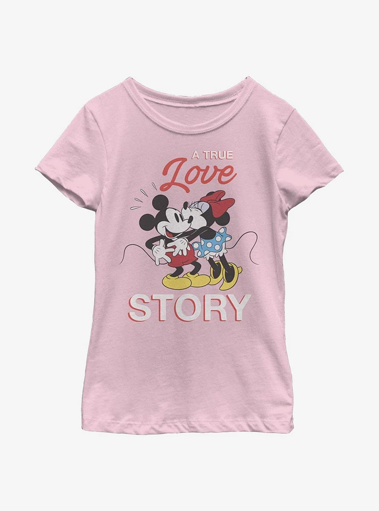 Disney Mickey Mouse True Love Story Youth Girls T-Shirt