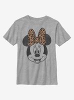 Disney Mickey Mouse Modern Minnie Face Leopard Youth T-Shirt