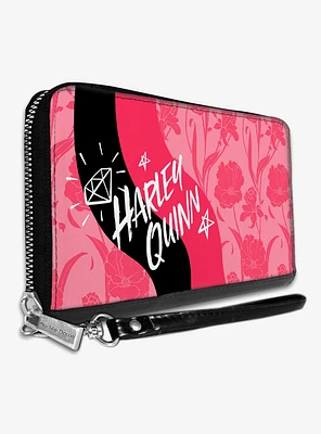 DC Comics Birds of Prey Harley Quinn Floral Zip Around Wallet