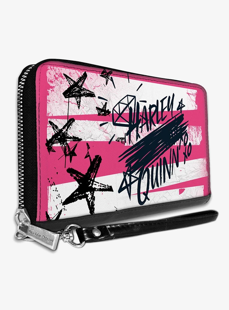 DC Comics Birds of Prey Harley Quinn Diamond Stars Womens Zip Around Wallet