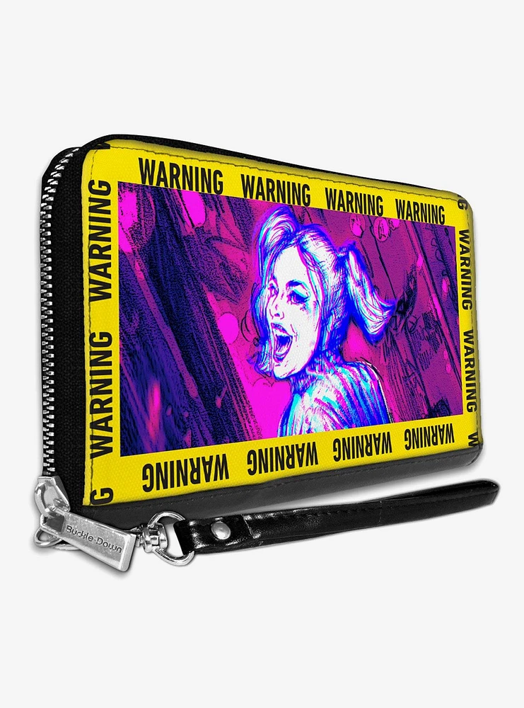 DC Comics Birds of Prey Harley Quinn Warning Zip Around Wallet