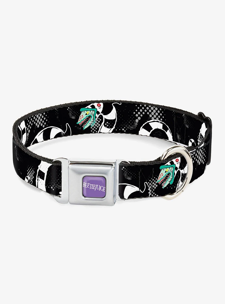 Beetlejuice Sandworm Halftone Seatbelt Buckle Dog Collar