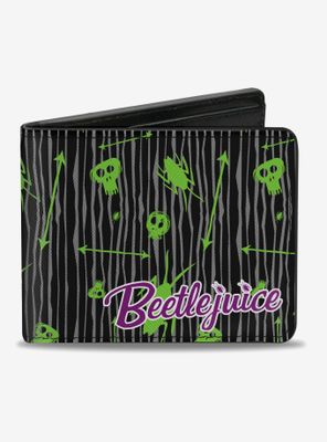 Beetlejuice Roach Skull Doodles Bi-fold Wallet