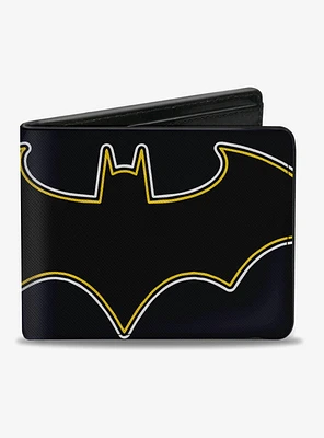 DC Comics Batman Black And White Bat Logo Close Up Bi-fold Wallet