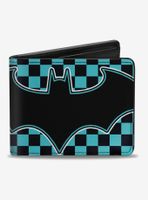 DC Comics Batman Teal And Black Bat Logo Close Up Bi-fold Wallet