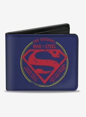 DC Comics Superman The Original Man Of Steel Badge Blue Bi-fold Wallet