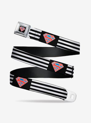 DC Comics Superman Shield Flip Americana Stripes Seatbelt Belt