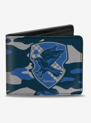 Harry Potter Ravenclaw Crest Camo Blue Bi-fold Wallet