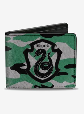 Harry Potter Slytherin Crest Camo Green Bi-fold Wallet