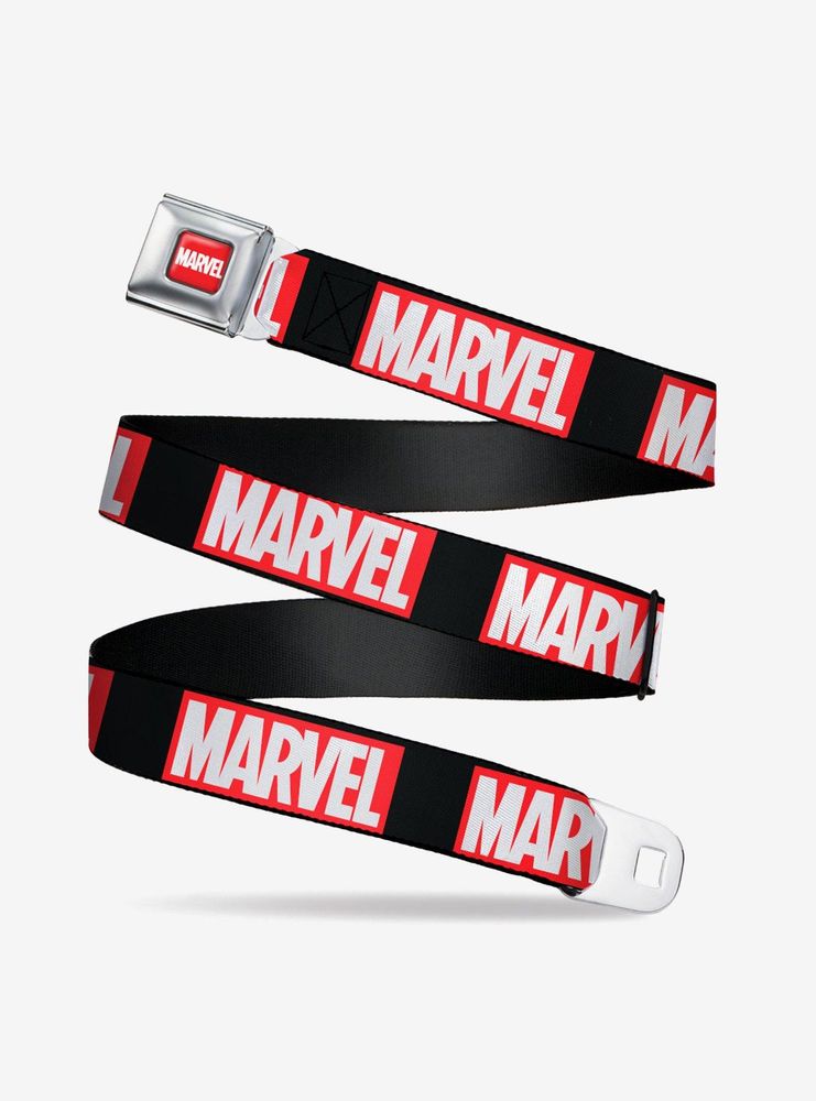 Marvel Brick Black Red White Logo Seatbelt Belt