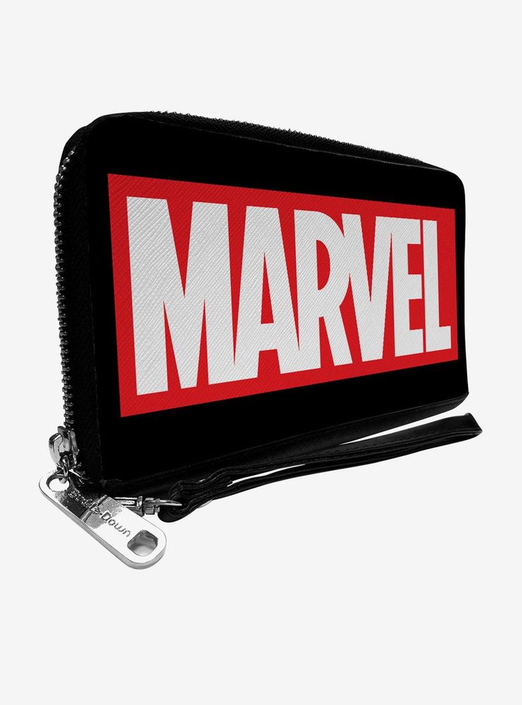 Marvel Red Brick Logo Black Red White Womens Zip Around Wallet