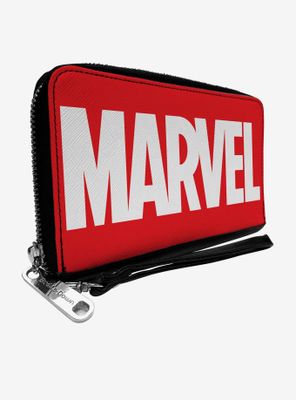 Marvel Red Brick Logo Red White Womens Zip Around Wallet